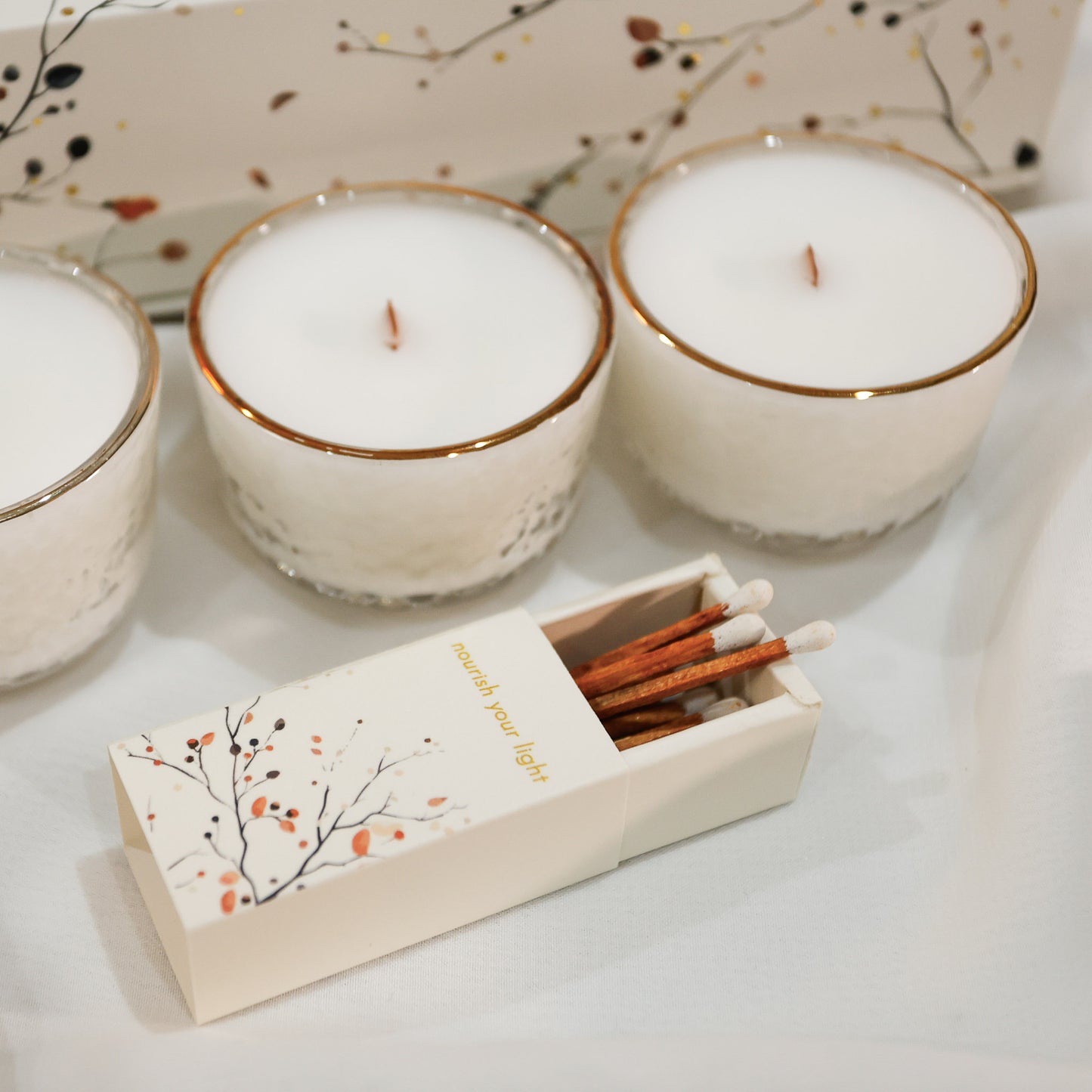 Gift Box Trio • Candles & Matchbox Set